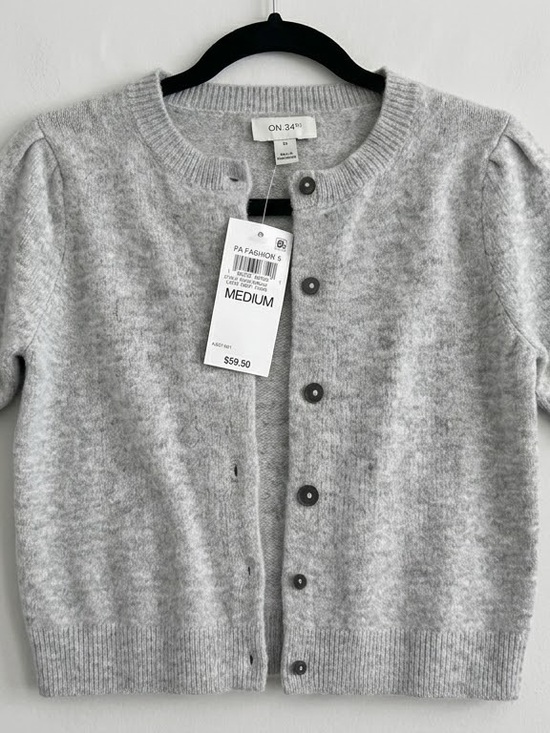 ON 34th Sweaters - On 34th Macys Light Gray Button-Front Cardigan Jacket - Medium short sleeve